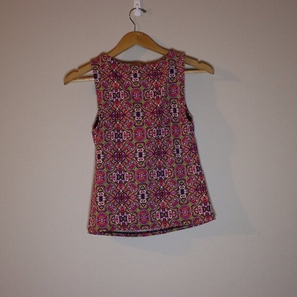 Lands' End Swim tankini top purple, yellow and pink wide shoulder, size 2 - Picture 6 of 6